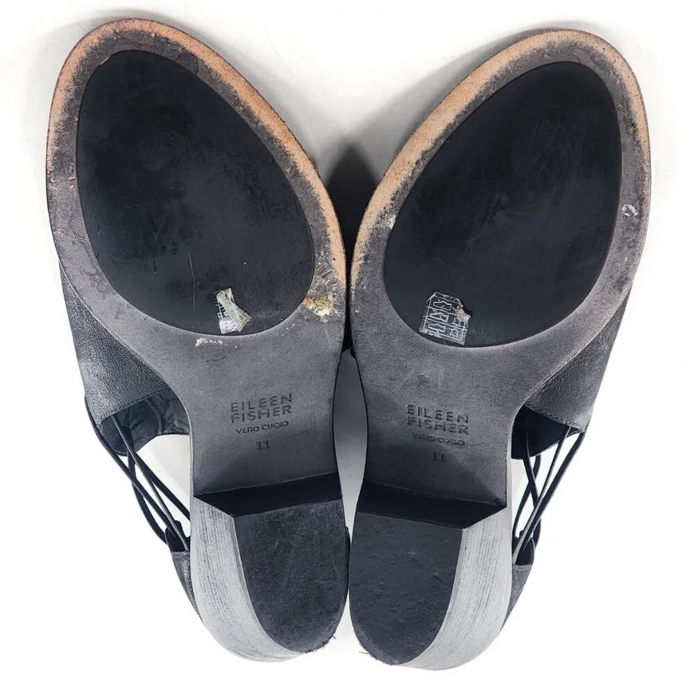 EILEEN FISHER Nikki Peep Toe Sandal Black - Picture 13 of 15